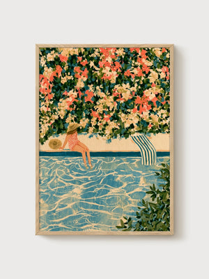 Beach House Wall Art poster in oak frame