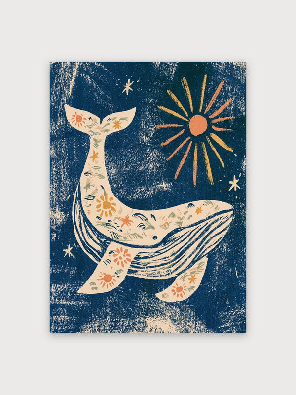 Whale Sun Stars Retro Ocean - Digital Download