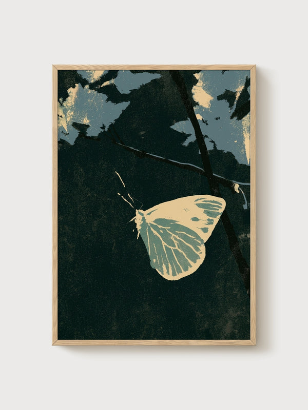 Butterfly Wall Art poster in oak frame