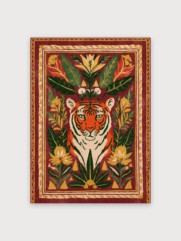Art Deco Tiger Botanical Frame - Digital Download