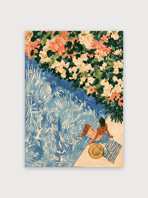 Vintage Summer Beach Flowers Water - Digital Download