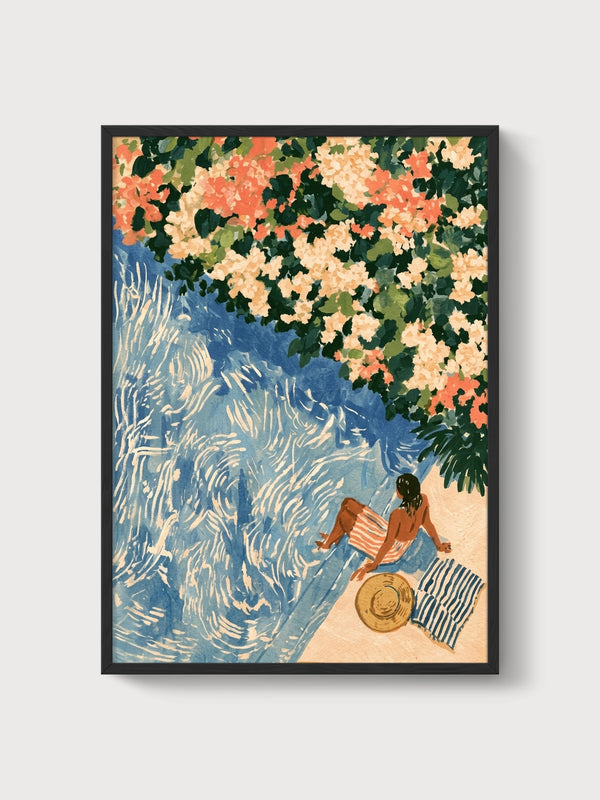 Beach Print poster in black frame