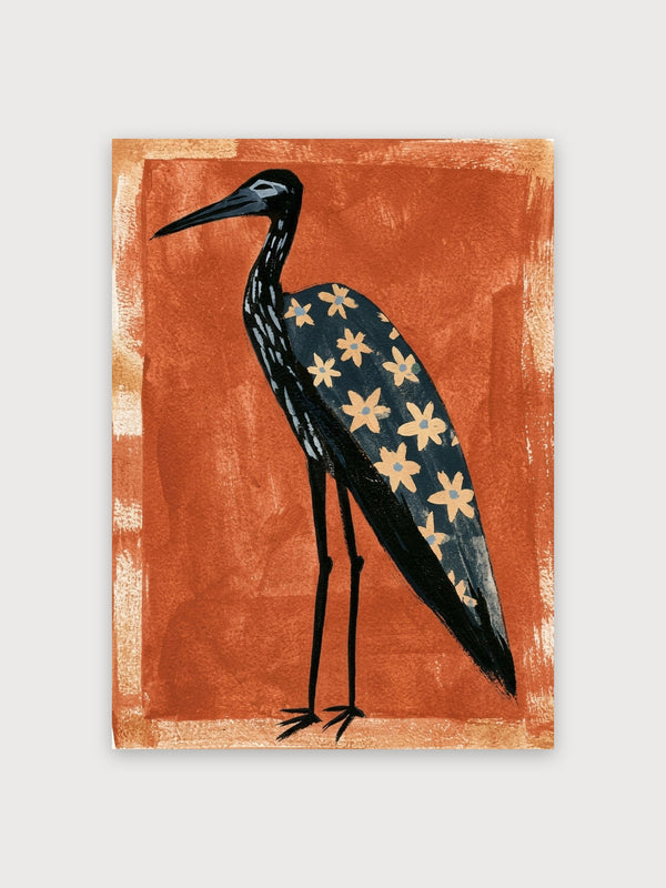 Crane Floral Folk Art - Digital Download