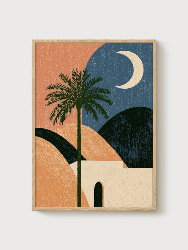 Desert Wall Art poster in oak frame