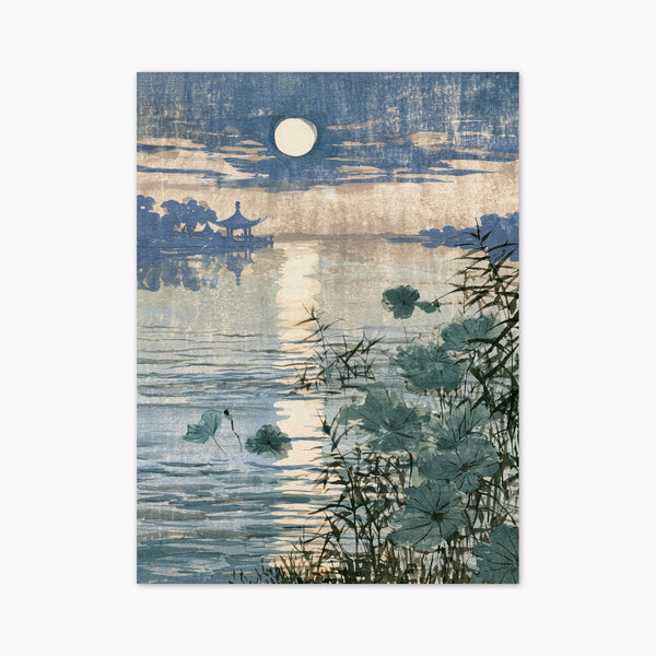 Moonlit Lotus Pond Print art print