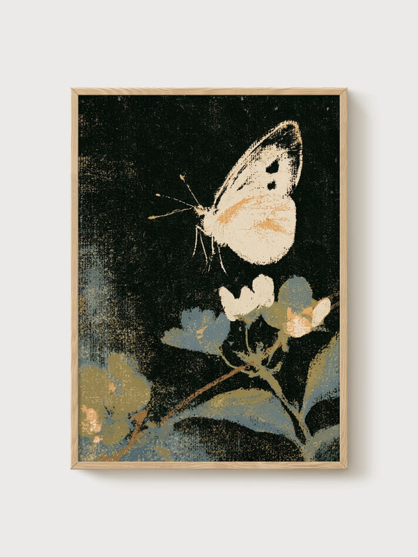 Butterfly Wall Art poster in oak frame