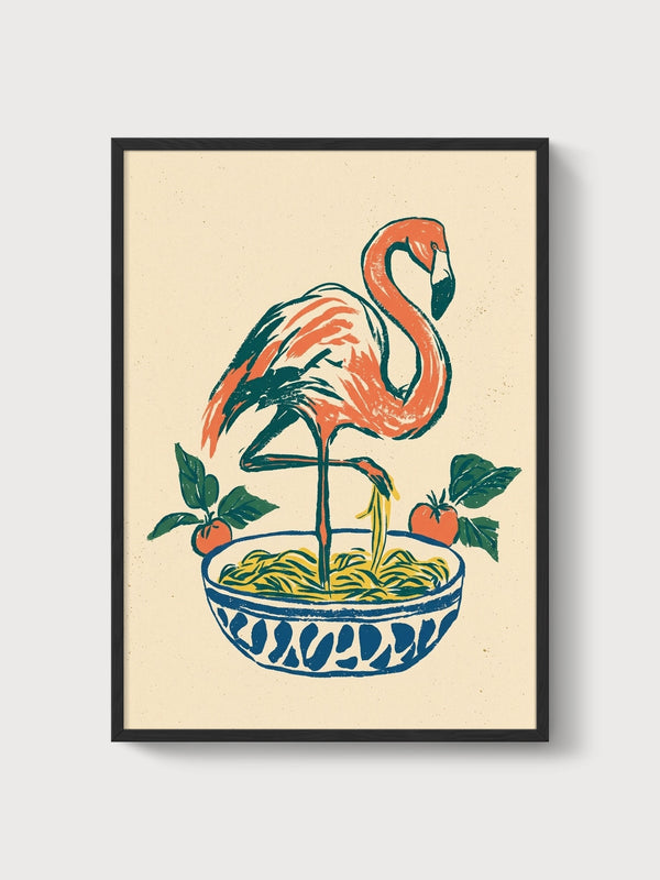 Flamingo Poster poster in black frame