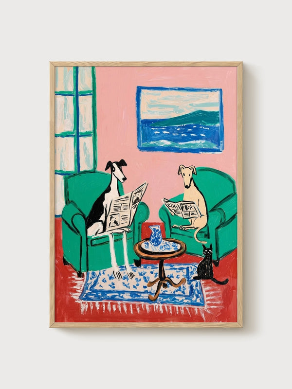 Dog Painting Poster poster in oak frame
