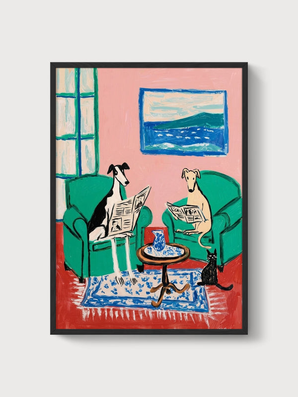 Dog Painting Poster poster in black frame