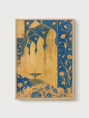 Persian Palace Miniature Art poster in oak frame