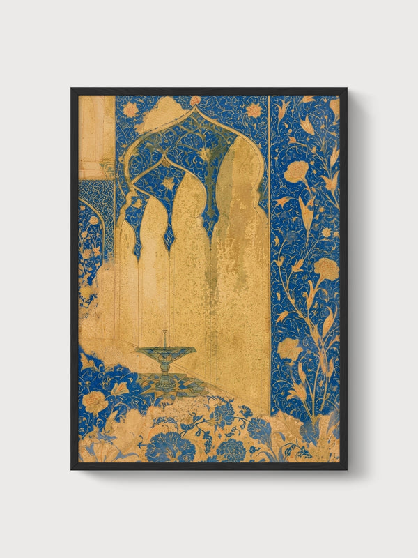 Persian Palace Miniature Art poster in black frame