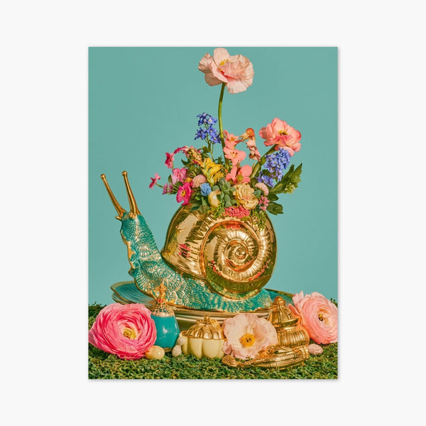 Golden Snail Flowers Print art print
