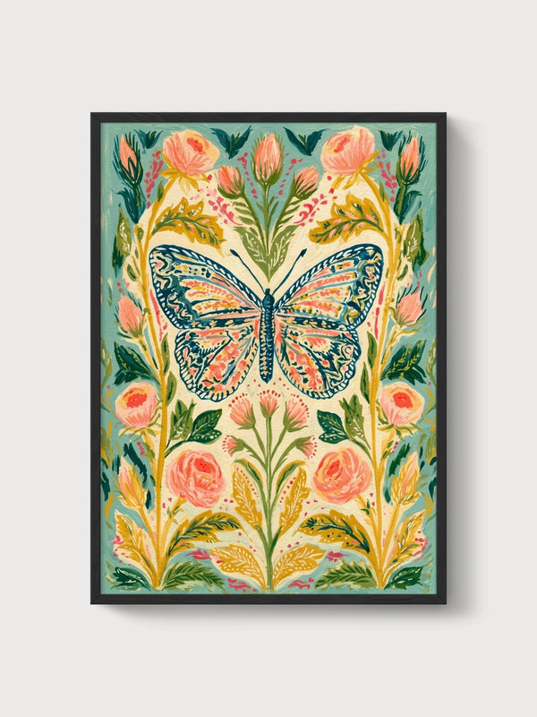 Monarch Butterfly Wall Art poster in black frame