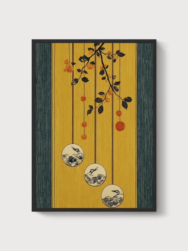Crane Art Print poster in black frame