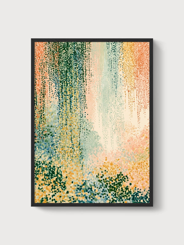 Abstract Pointillist Wall Art poster in black frame