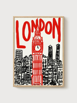 London Print poster in oak frame