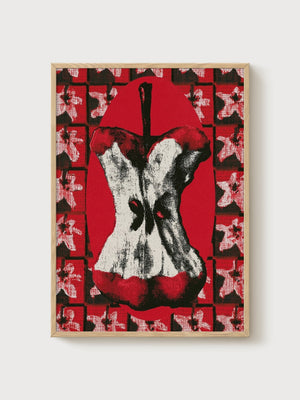 Pop Art Apple Core Poster poster in oak frame