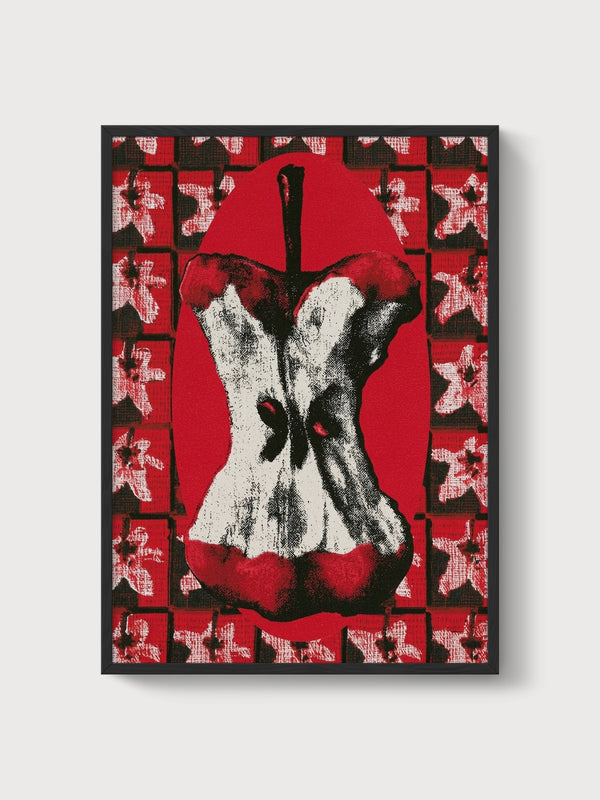Pop Art Apple Core Poster poster in black frame
