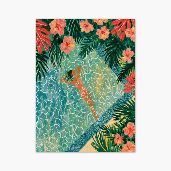 Tropical Pool Watercolor Painting art print