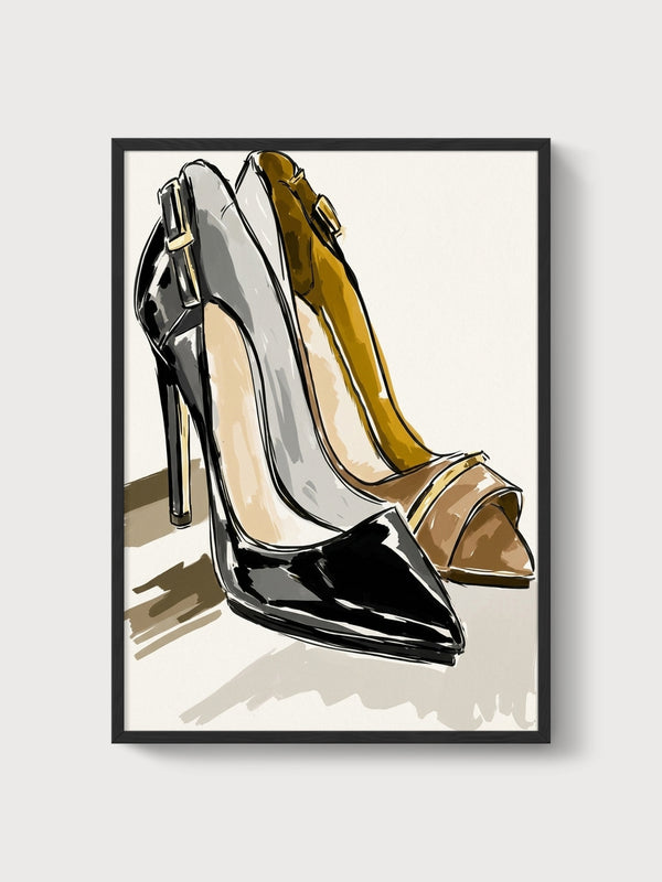 Chic Poster of High Heels poster in black frame