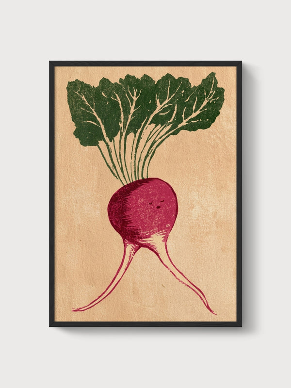 Vintage Radish Botanical Print poster in black frame