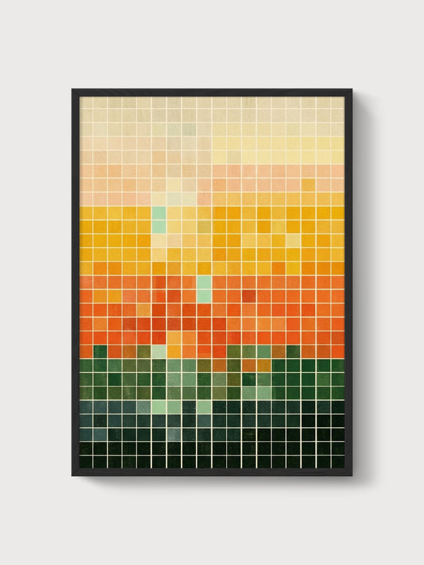 Abstract Color Grid Wall Art poster in black frame