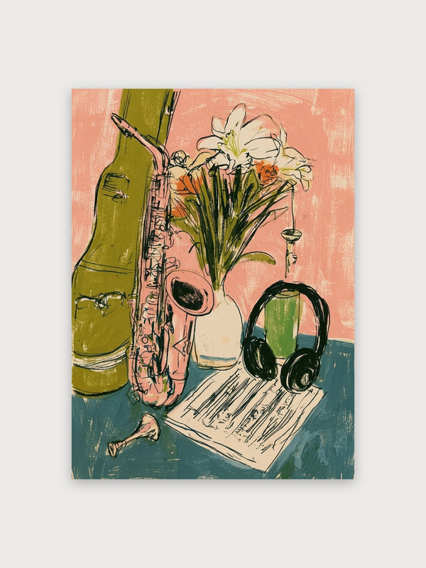 Music and Flowers Still Life - Digital Download