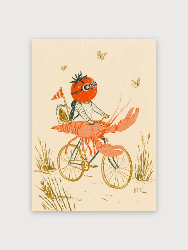 Whimsical Crustacean Bicycle Adventure - Digital Download