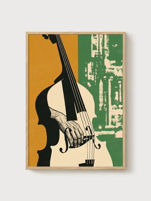 Bauhaus Jazz Musician Print poster in oak frame