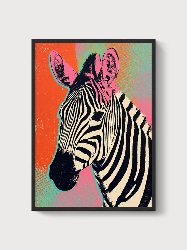 Pop Art Zebra Poster poster in black frame