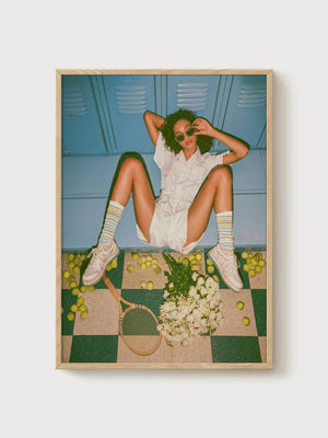 Tennis Poster poster in oak frame