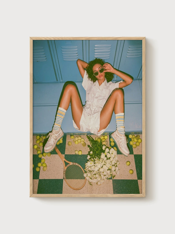 Tennis Poster poster in oak frame
