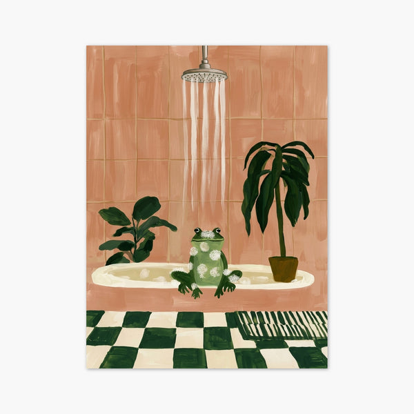 Frog Bath Time Poster art print
