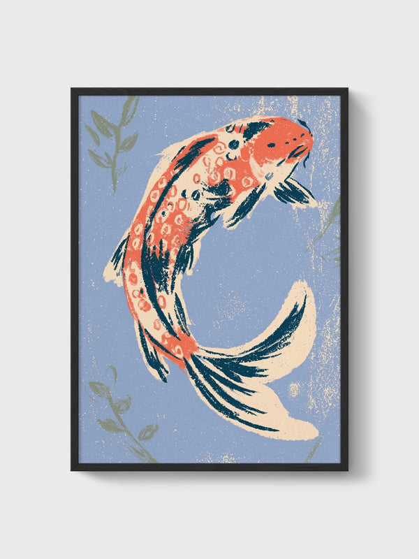 Koi Fish Wall Art poster in black frame