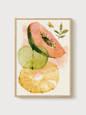 Fruit Watercolor Painting Poster poster in oak frame