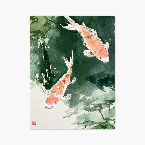 Koi Fish Watercolor Painting art print