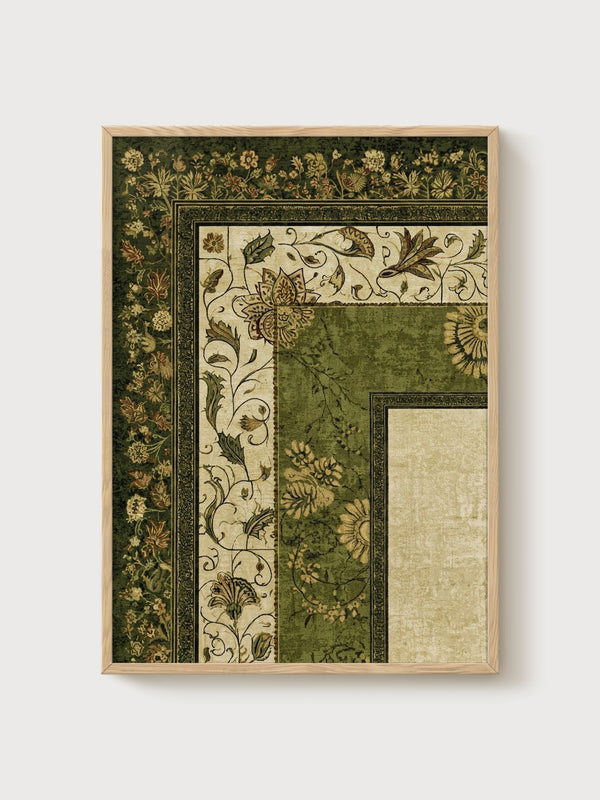 Art Nouveau Botanical Print poster in oak frame
