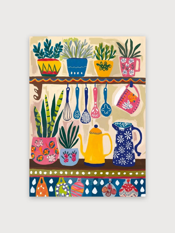 Kitchen Garden Potted Plants Illustration - Digital Download
