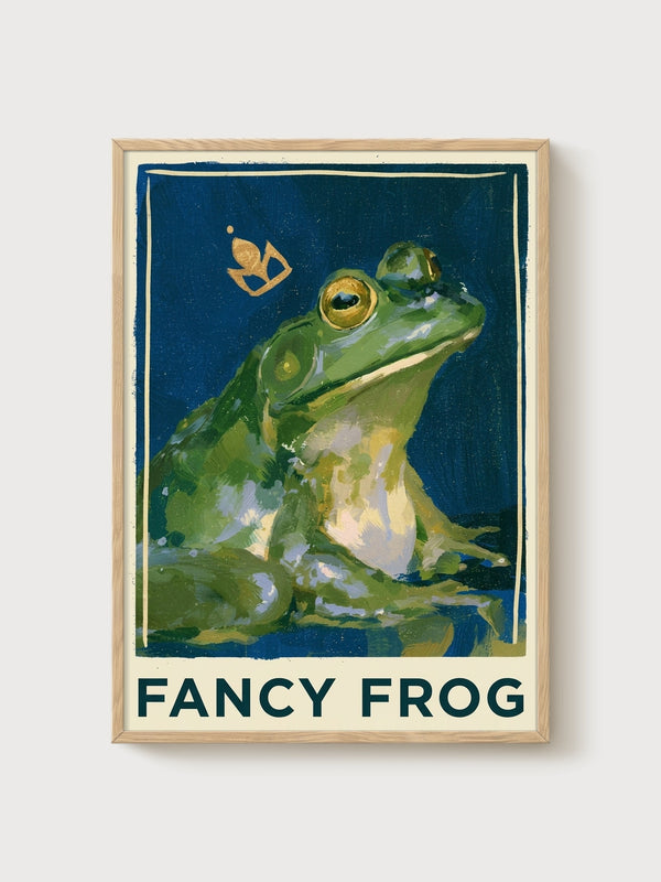 Fancy Frog Poster poster in oak frame