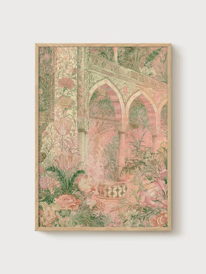 Art Nouveau Garden Palace Print poster in oak frame