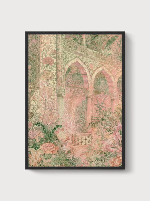 Art Nouveau Garden Palace Print poster in black frame