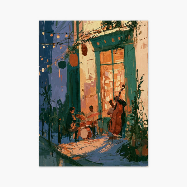 Jazz Trio Courtyard Poster art print