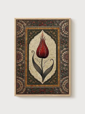 Tulip Wall Art poster in oak frame