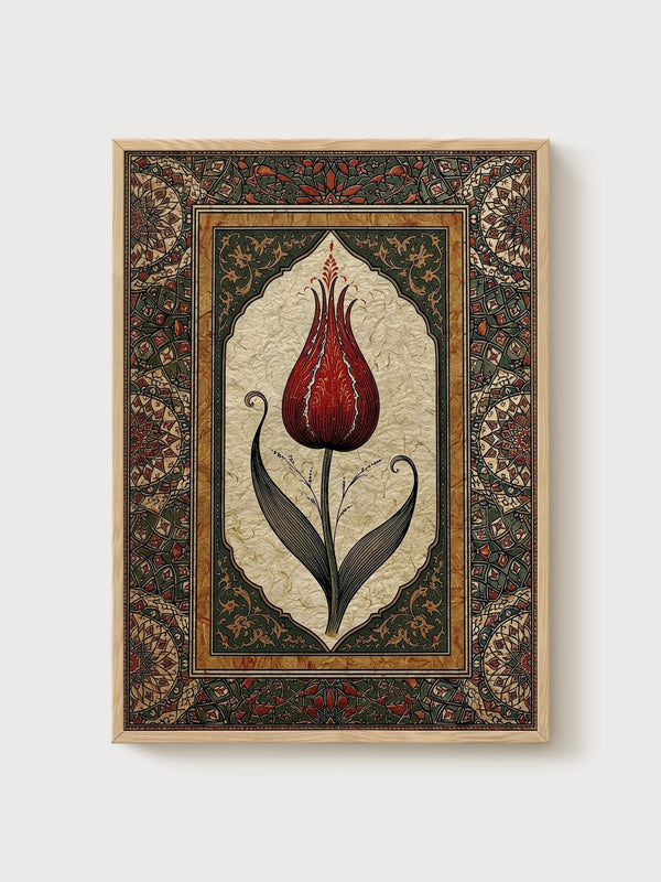 Tulip Wall Art poster in oak frame