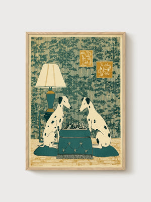 Dog Painting poster in oak frame