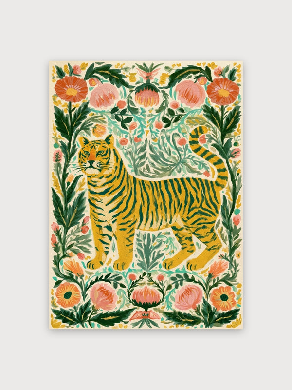Tiger Garden Botanical Folk Art - Digital Download