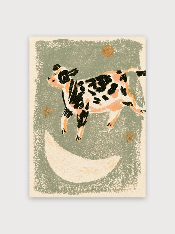 Cow Jumps Over Moon Vintage Print - Digital Download