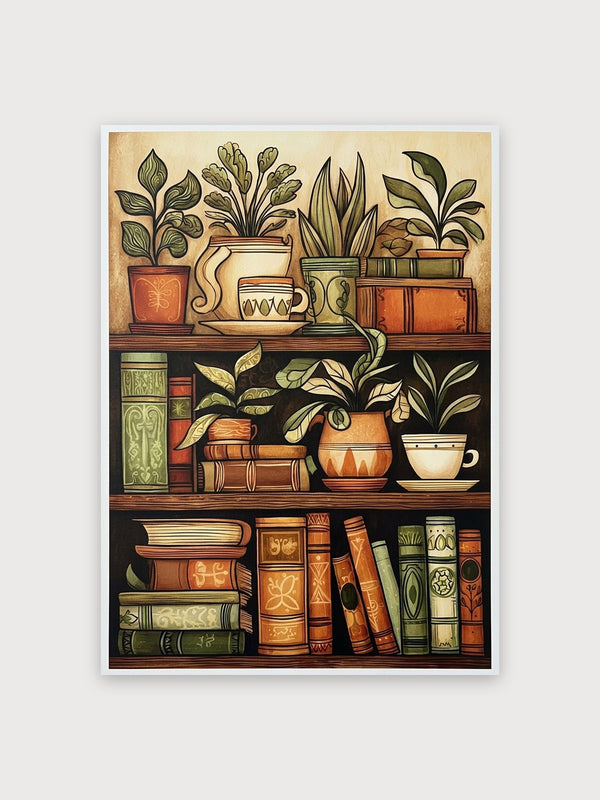 Art Nouveau Bookshelf Botanical Display - Digital Download