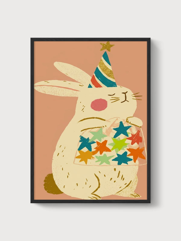 Rabbit Wall Art poster in black frame