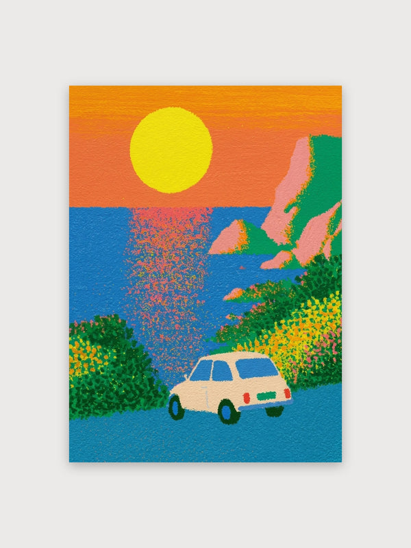 Retro Road Trip Sunset Landscape - Digital Download